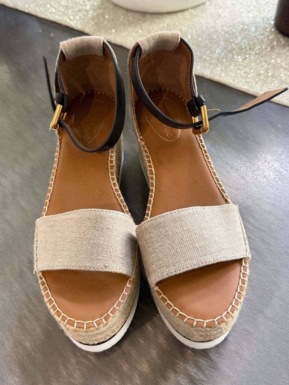 See by Chloe $300 Canvas Espadrille Platform Sandals as New